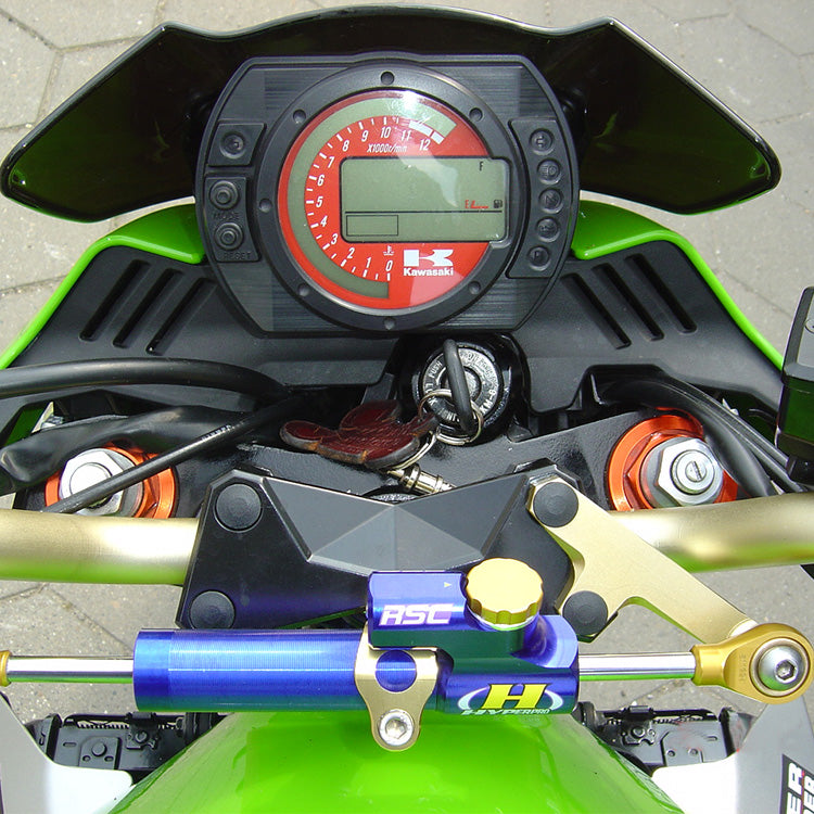 Kit-Fixierung für Hyperpro Kawasaki Z 750 2007-2008 Schwarzer Anodasaki-Lenkschockabsorber